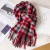 Wool Scarf Men and Women Winter Girls Plaid Scarf Atmosphere Pink Gray Plaid Birthday Gift
