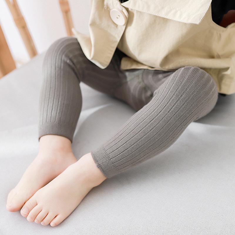 Infant & Toddler Cotton Leggings - Non-Footed, Striped, Nine-Point Length for Boys & Girls (Spring/Autumn)