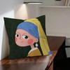 Fun Cartoon Famous Mona Lisa Van Gogh 45*45Cm Cushion Cover Pillow Cover Decor Pillowcase Home Pillowcase For Couch Pillow