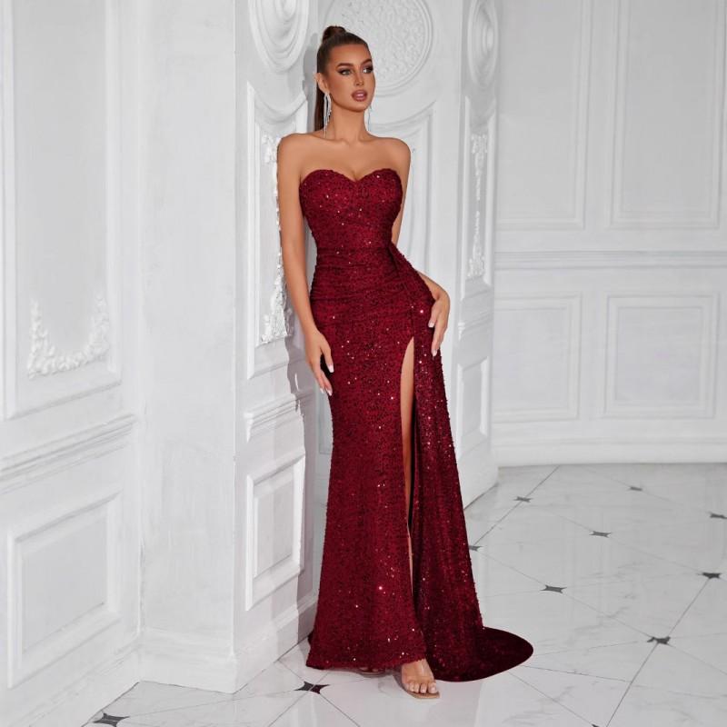 Elegant Off-Shoulder Evening Dress With Side Slit Long Gown Party Formal Event