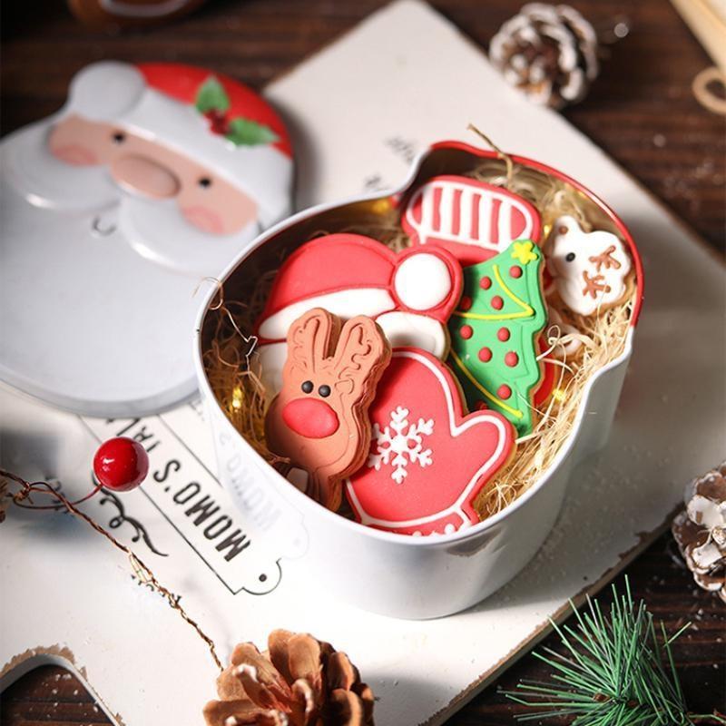 Gingerbread Man Iron Gift Sugar Box Christmas Merry Home Decoration New Year Christmas Gift Box Christmas Decoration 1 Piece