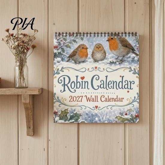 Home Office Supplies 2027 Bird Wall Calendar, 12-Month Monthly Planner for Kitchen, Festival Event Cultural Decor with Beautifully Illustrated Photos