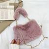 Fashion Women Handbags Winter Furry Ladies Soft Plush Clutch Purse Shoulder Bags Fashion Female Cherry Pendant Messenger Bag