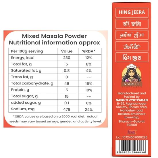 Nairuti Vyutpadan Panipuri Premix – Hing Jeera 50g | Digestive Pani Puri Masala Powder with Hing & Jeera | Instant Golgappa Pani Mix