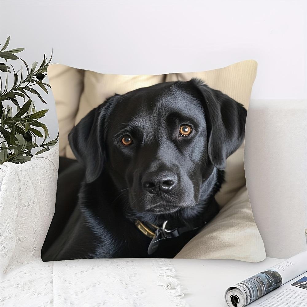 Cute Black Labrador Retriever Printed Pillowcase for Pet Lovers! Sofa Cushion Cover, Home Room Dormitory Decoration, 2D Printing