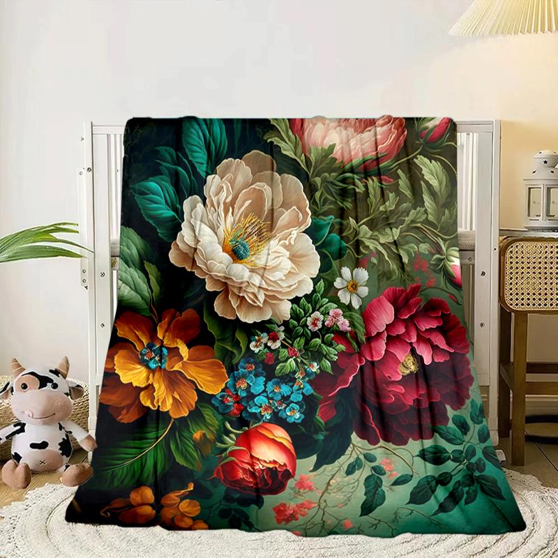 Stained Glass Peonies Blanket Flannel Blanket Throw Blanket Sofa Cover Blanket Soft Premium Blanket Picnic Blanket Tv Blanket Gifts