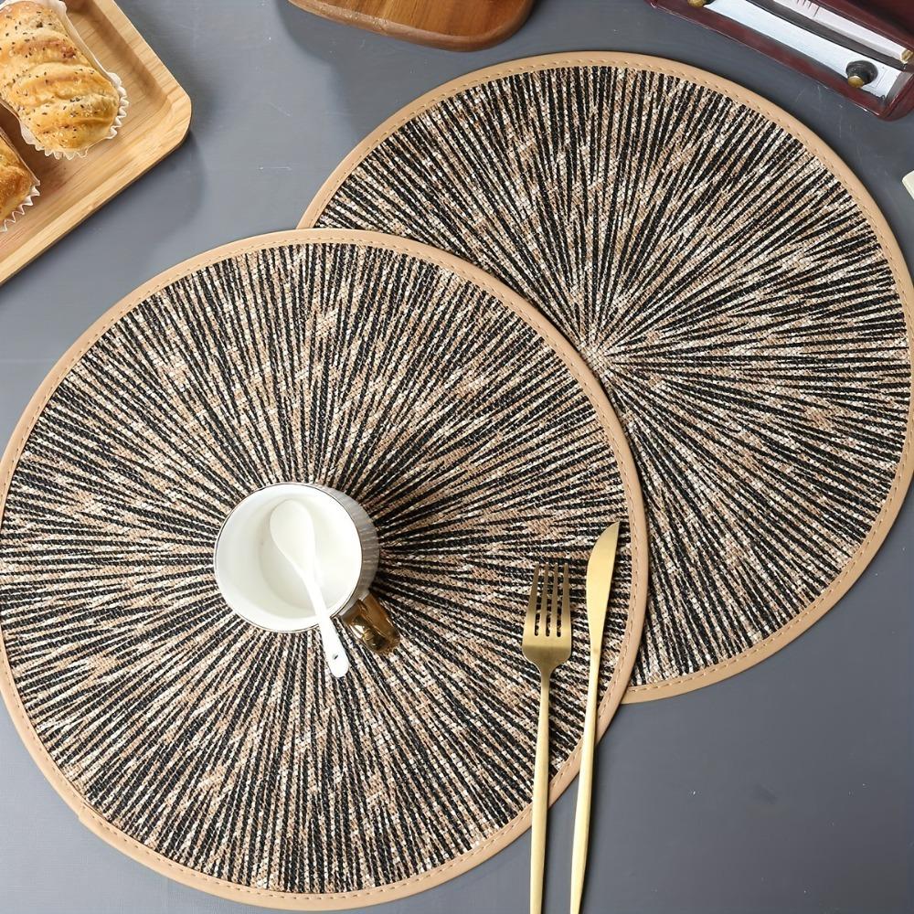 4PCS Bohemia Round Burlap Macrame Placemats Ray Pattern Dinnerware Mat Jute Tableware Mat Hotel