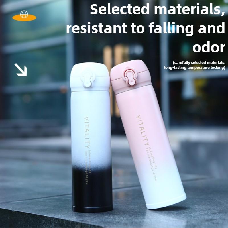 Термобутылка из нержавеющей стали 500 мл, градиентного цвета, с откидной крышкой, портативная уличная бутылка для воды для подарков на Хэллоуин и Рождество