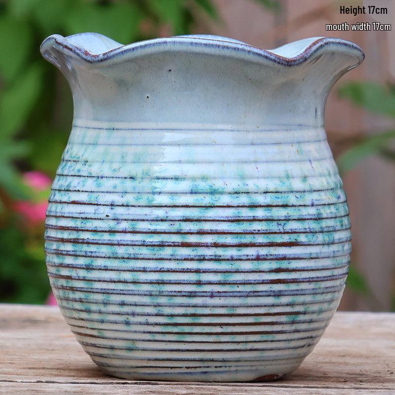 Large Ceramic Terracotta Flower Pot for Balcony and Living Room - Ideal for Succulents, Orchids, Green Radish, and Plants