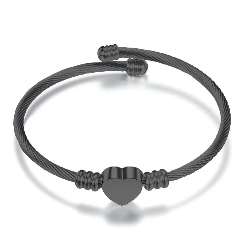 Silver/Gold/Rose Gold/Rainbow/Black Heart Initials Stainless Steel Bracelet Bracelet for Women Girl Mom Birthday