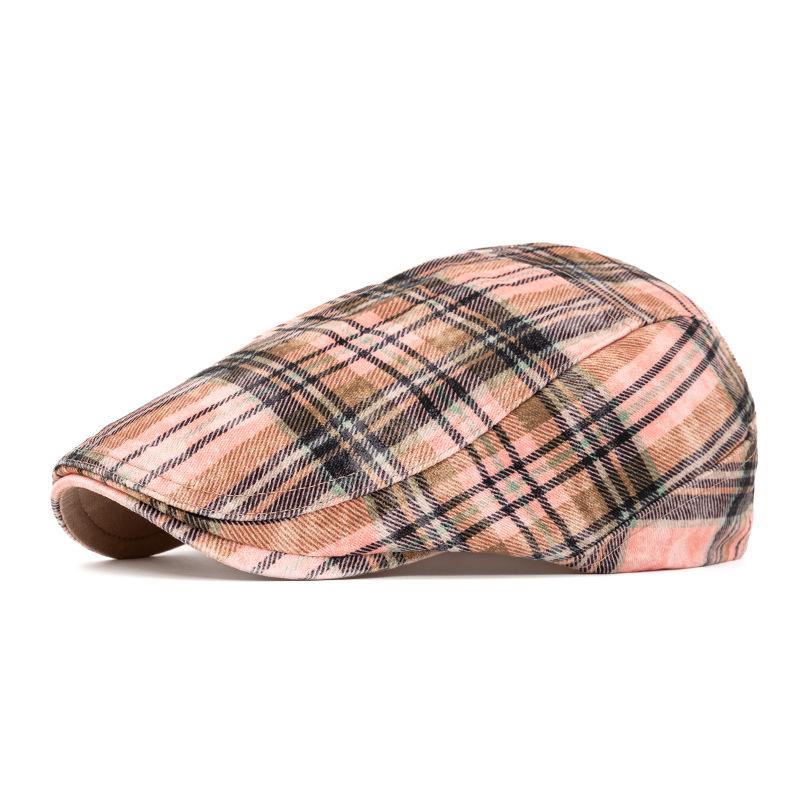 Британский стиль Контрастный цвет Клетчатый берет Женская весенне-летняя Кепка художника Мужская кепка