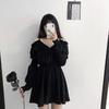 Women Dress Plus Size Lace Up Black Spring Autumn Sexy High Waist Femme Dresses Off Shoulder Long Sleeve Gothic Clothes