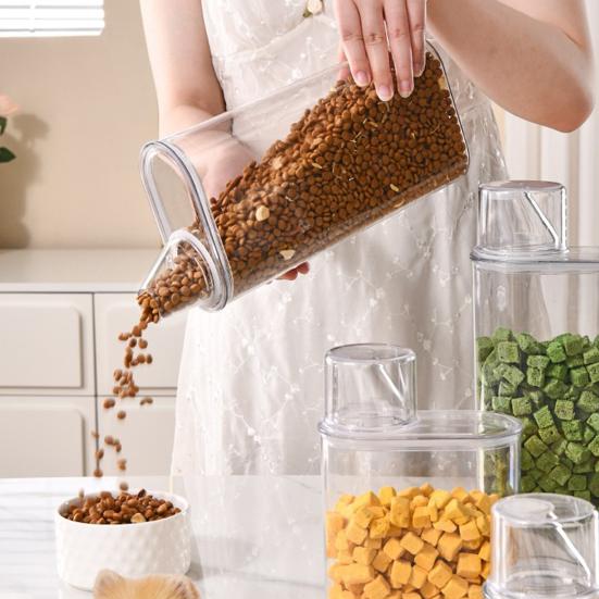 Sealed Food Storage Container Transparent Airtight Grain Canister Food Storage Bin with Pour Spout for Rice Beans Flour Snacks Kitchen