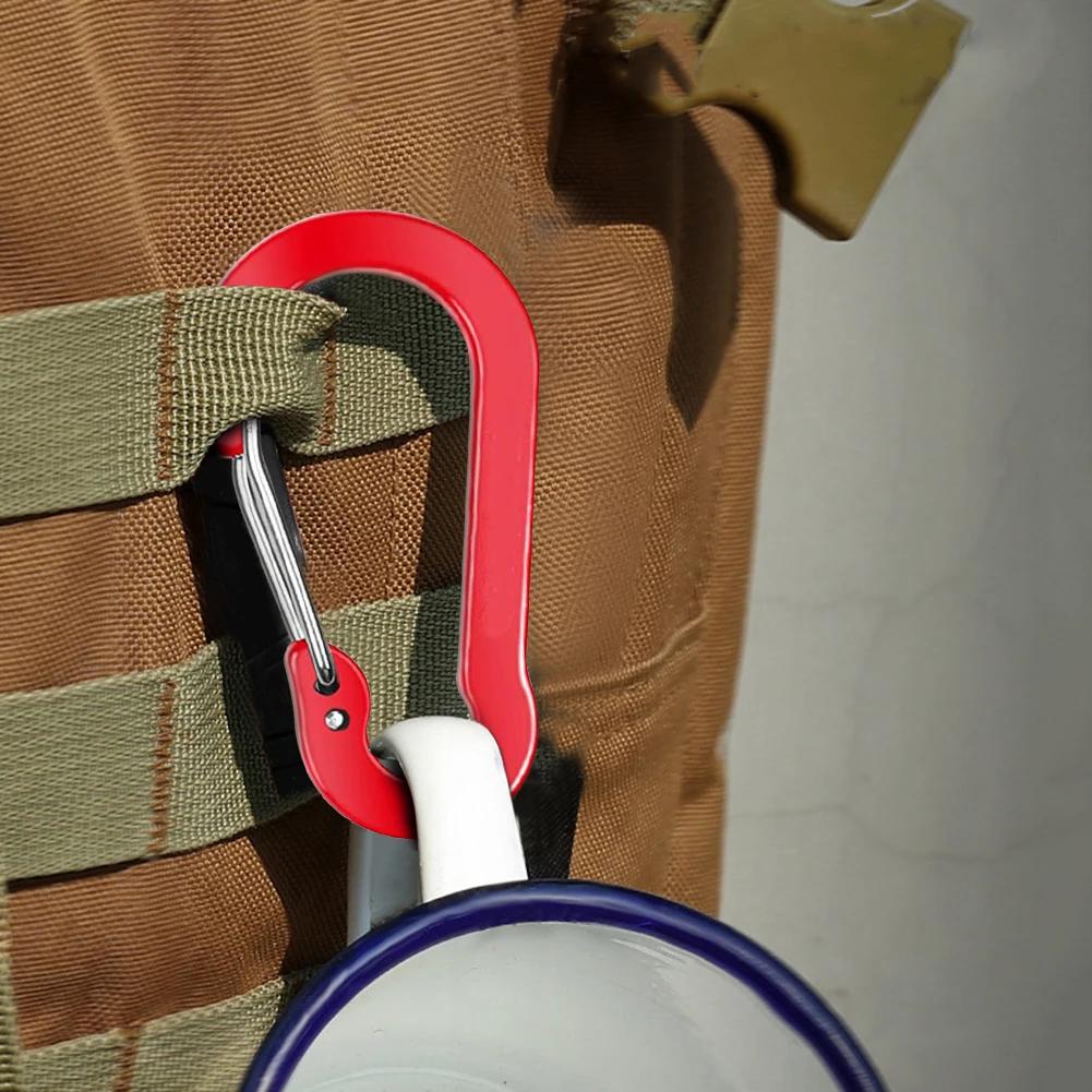 6 шт. карабин зажим алюминиевый сплав брелок замок пряжка защелка D-образное кольцо клипса для похода рюкзак многофункциональный инструмент для рыбалки походный крючок