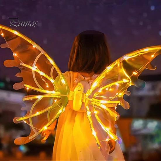 Светодиодные крылья бабочки с музыкой и огнями для девочек, рождественские костюмы фей, регулируемые ремни, рюкзак для больших собак, принцесса-фея