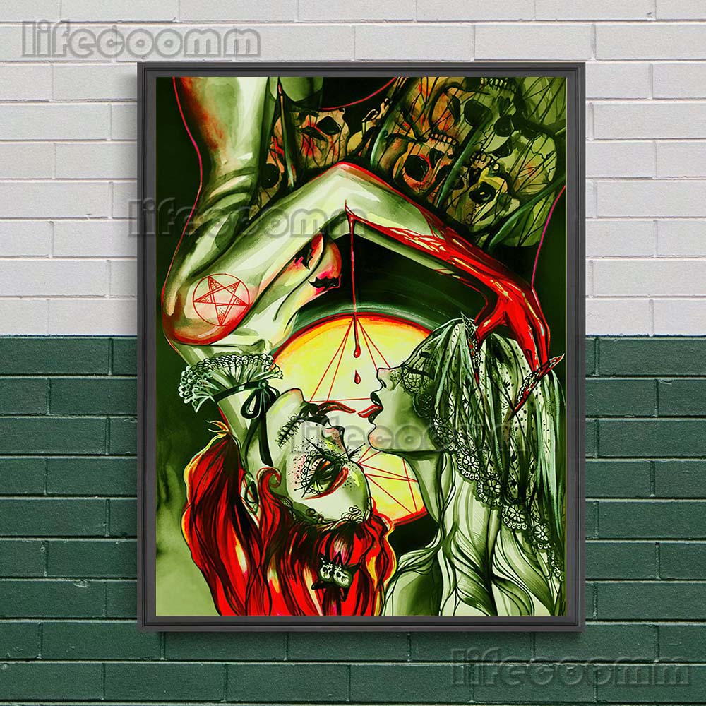Готическое Созвездие Ведьмы Сюрреалистическое Искусство Принт Череп Декор Стены Искусства Холст Живопись Домашний Декор Жуткий Де Викка Плакат Принт Без Рамки