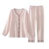 Pure cotton double-layer crepe cloth confinement clothes postpartum spring and summer sweat-absorbing and breathable sweet solid-color gauze pregnant