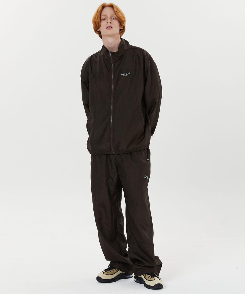 WAIKEI Nylon Wide Track Pants Brown
