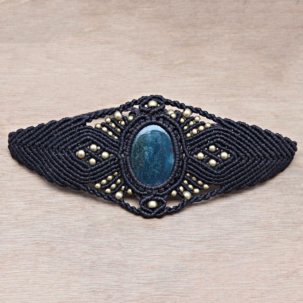 Macrame Thread Ocean Jasper Jewelry Gemstone Handmade 8-10''Ad Bracelet