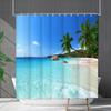 Shower Curtain Waterproof And Mildew-Proof Coconut Tree Beach Beach Bathroom Shower Curtain Shower Curtain Partition Curtain Free Punching