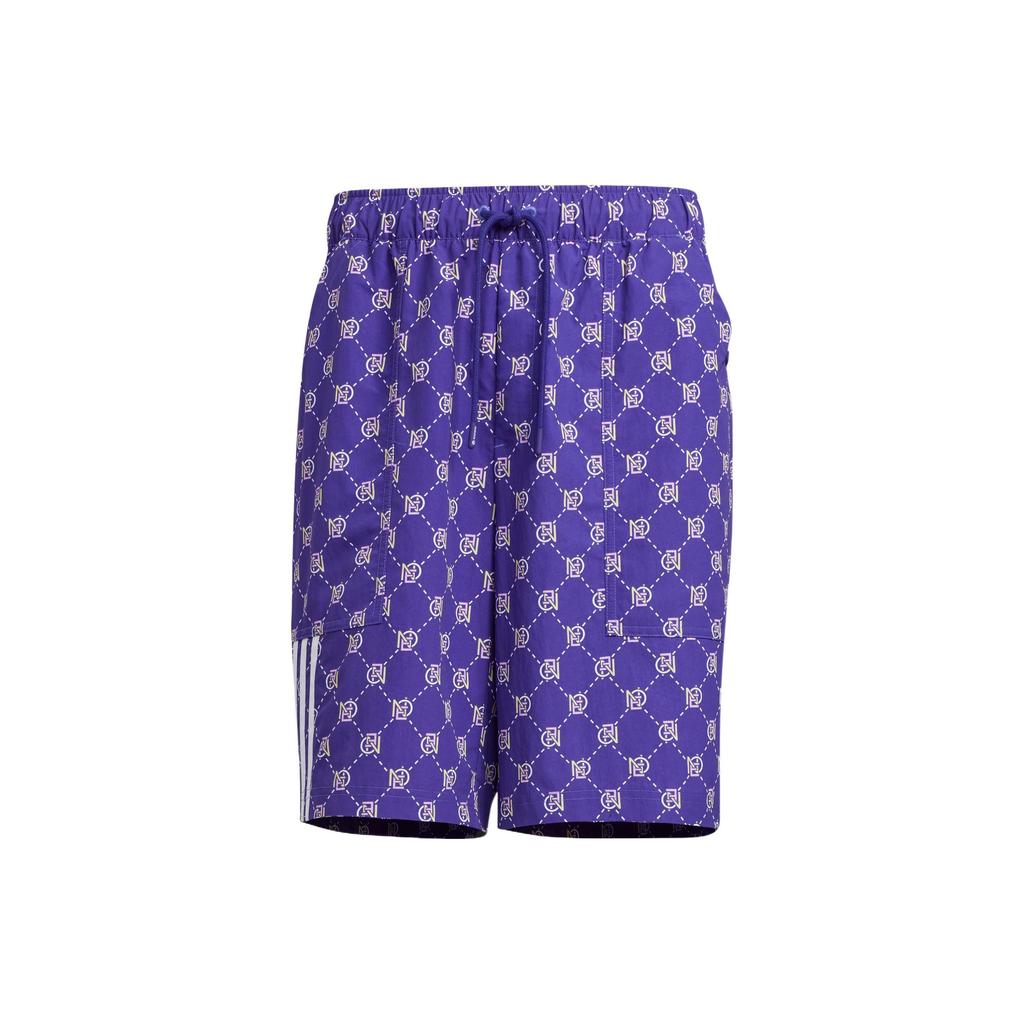 Adidas Нео сплошной принт с эластичной резинкой на талии, прямые шорты унисекс, фиолетовые HM2031