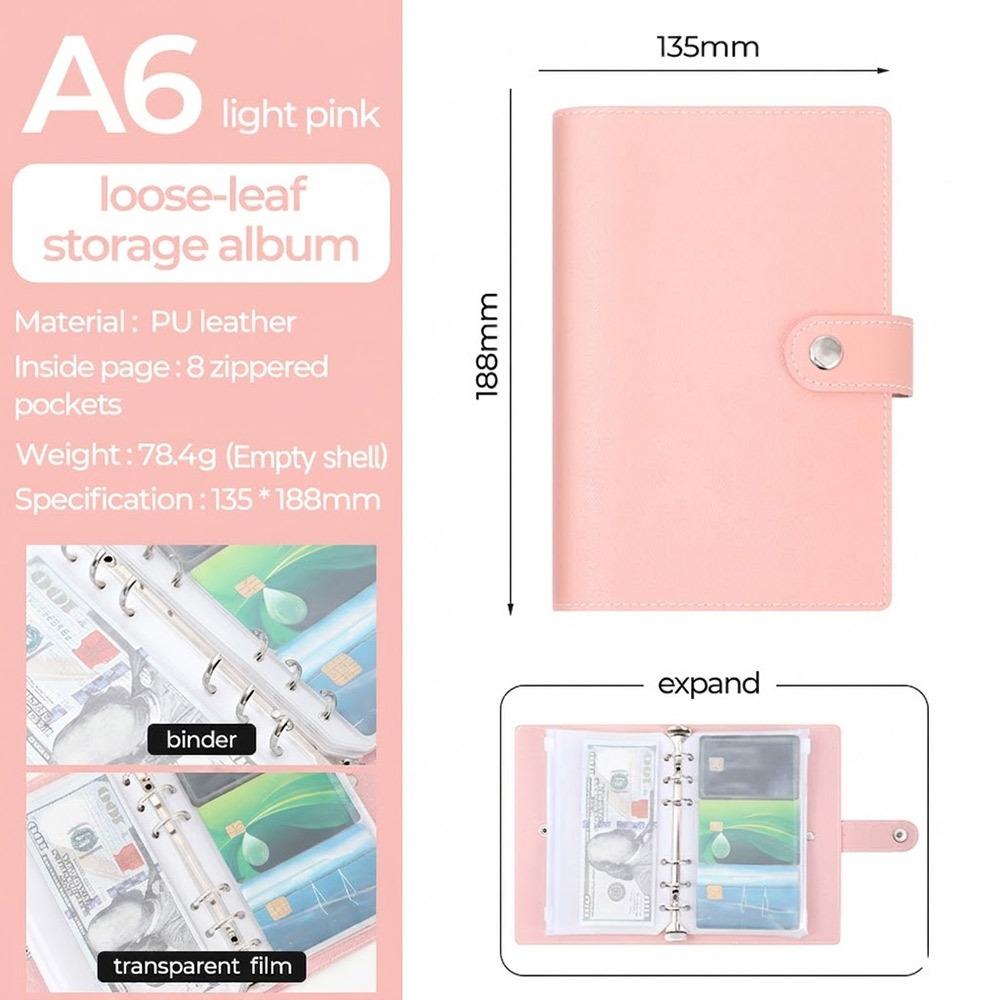 Macaron Money Organizer PU Leather Loose-leaf Notebook Durable Cash Saving Planner Planner