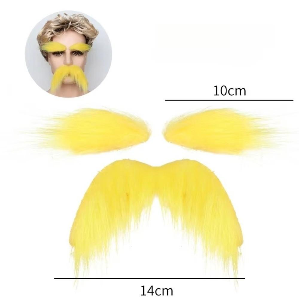 Self-Adhesive Fake Beard Set Hairy Facial Hair Props Novelty Eyebrow Mustache Set Christmas Party