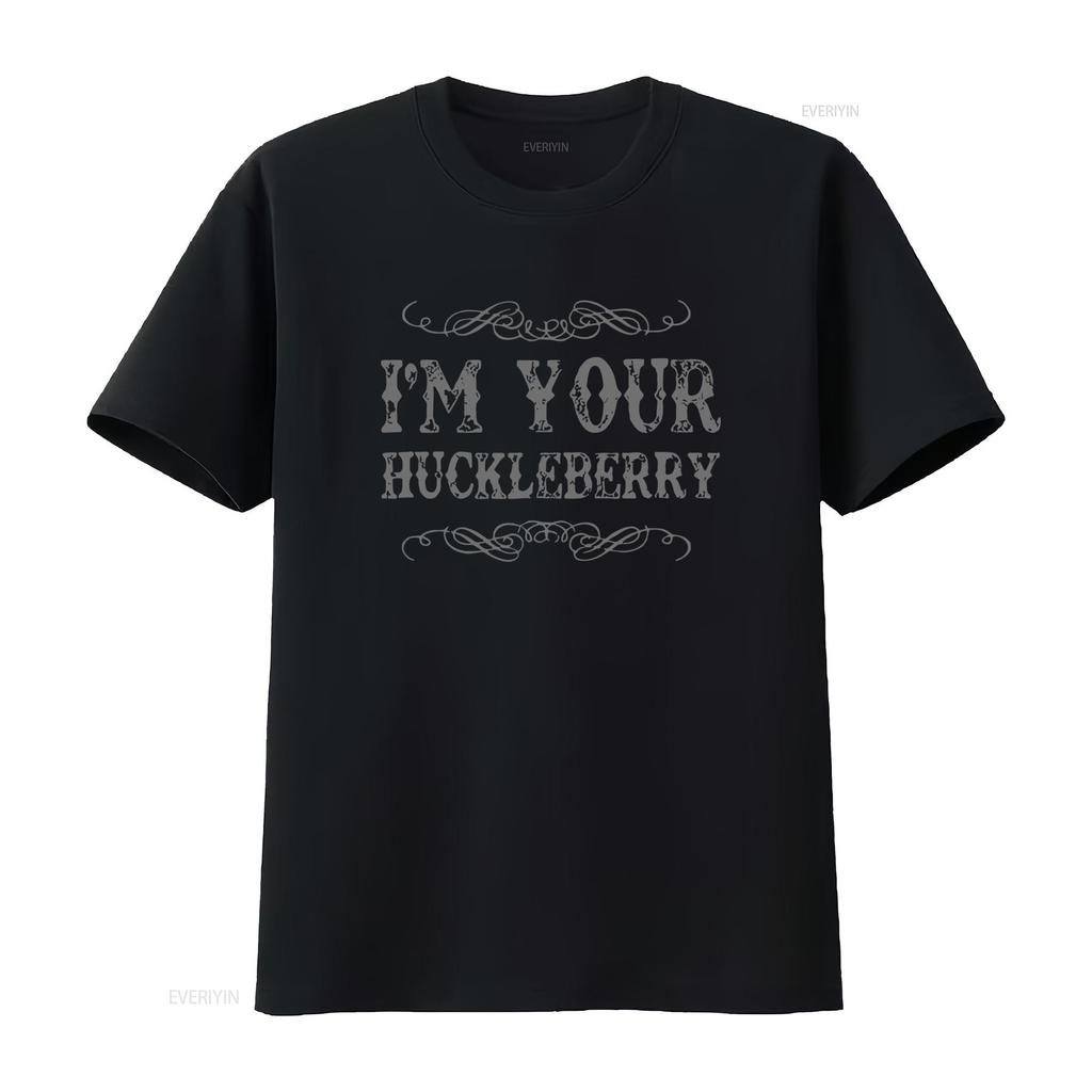 Vintage Western Im Your Huckleberry Quote Print Casual T Shirt vintage Washed Top For Everyday Wear Stretched Unisex Versatile