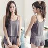 Women's Plus Size Summer Pajama Set: Simple Camisole Vest and Loose Shorts Two-Piece