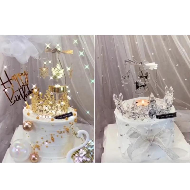 Карусель Подсвечник Золотой Металлический Подсвечники Декор Комнаты Торт Вращающаяся Подставка для Свечей Украшение Дома на День Святого Валентина Рождество