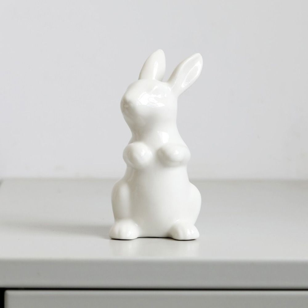Cute Bunny Statue Simple Rabbit Model Micro Landscape Animal Sculpture  Cabinet