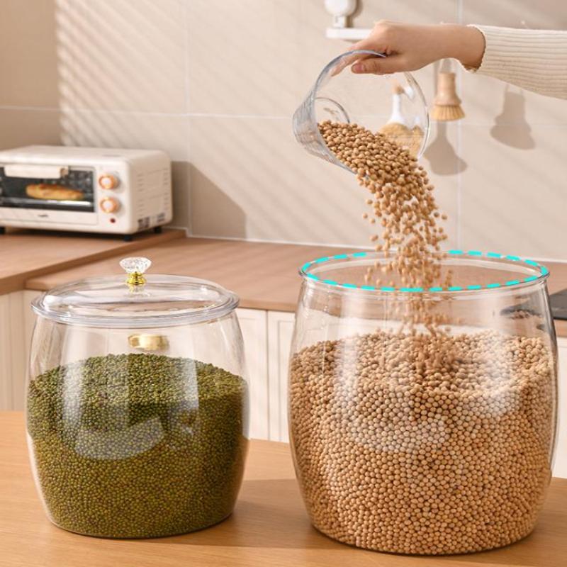 Transparent Flour Grains Storage Jar With Lid Sealed Grains Storage Box Wide Mouth Candy Cookie Jar Tea Kitchen Organizer