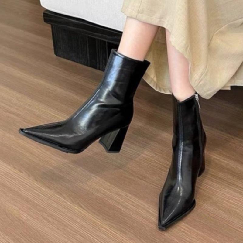 Острый носок женские ботильоны брендовые сексуальные туфли на высоком каблуке кожаные туфли зима 2025 тренд элегантные офисные туфли модные вечерние ботинки женские