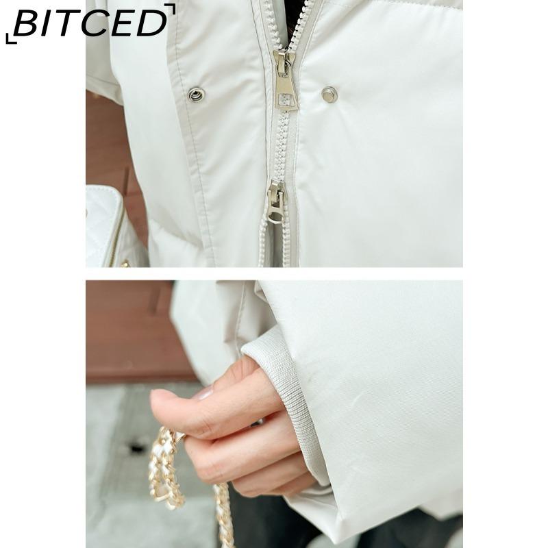 BITCED Plus Size Thickened Cotton Coat Women's Fall/Winter A-Line Loose Fit Puffer Jacket Warm Cotton-Lined Hooded Outerwear