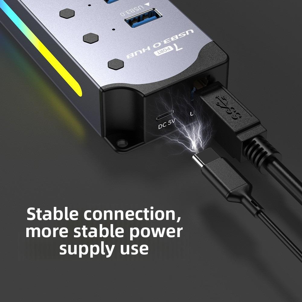 Крутой USB 3.0 концентратор 7 портов алюминиевый сплав разветвитель ПК расширитель высокоскоростная передача данных