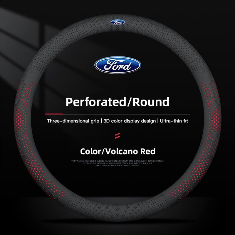 38cm Leather Car Steering Wheel Cover For Auto Steering Wheel Cover For Ford ST Line Focus Mustang Fiesta Puma Ranger Kuga MK7 FE7