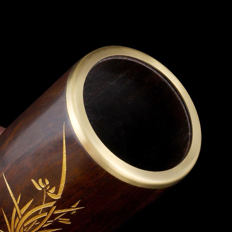 Elegant Brass Ebony Wood Tea Ceremony Six Tools Set Luxury Gift Office Use