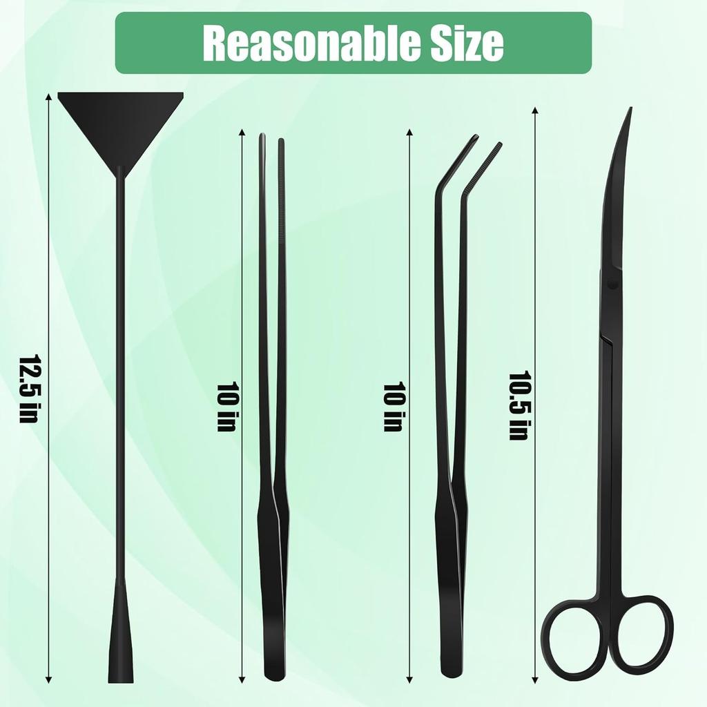 Aquarium Aquascape Tools Kit, 4 in 1 Anti-Rust Aquatic Plant Aquascaping Tool Stainless SteelAquarium Tank Clean Fish Tank Aquascape Tools Sets