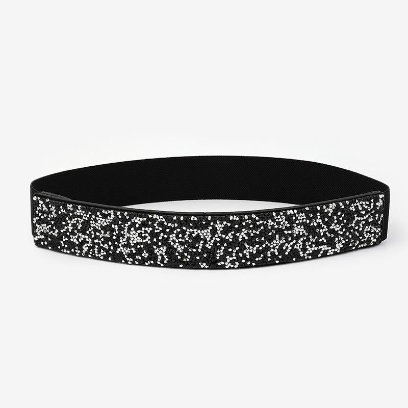 Shining RhineStone Sequin Corst Elastic Belt For Women Inlaid Imitation Diamond Elastic Belts Flash Colour Ladies Fashion Dress