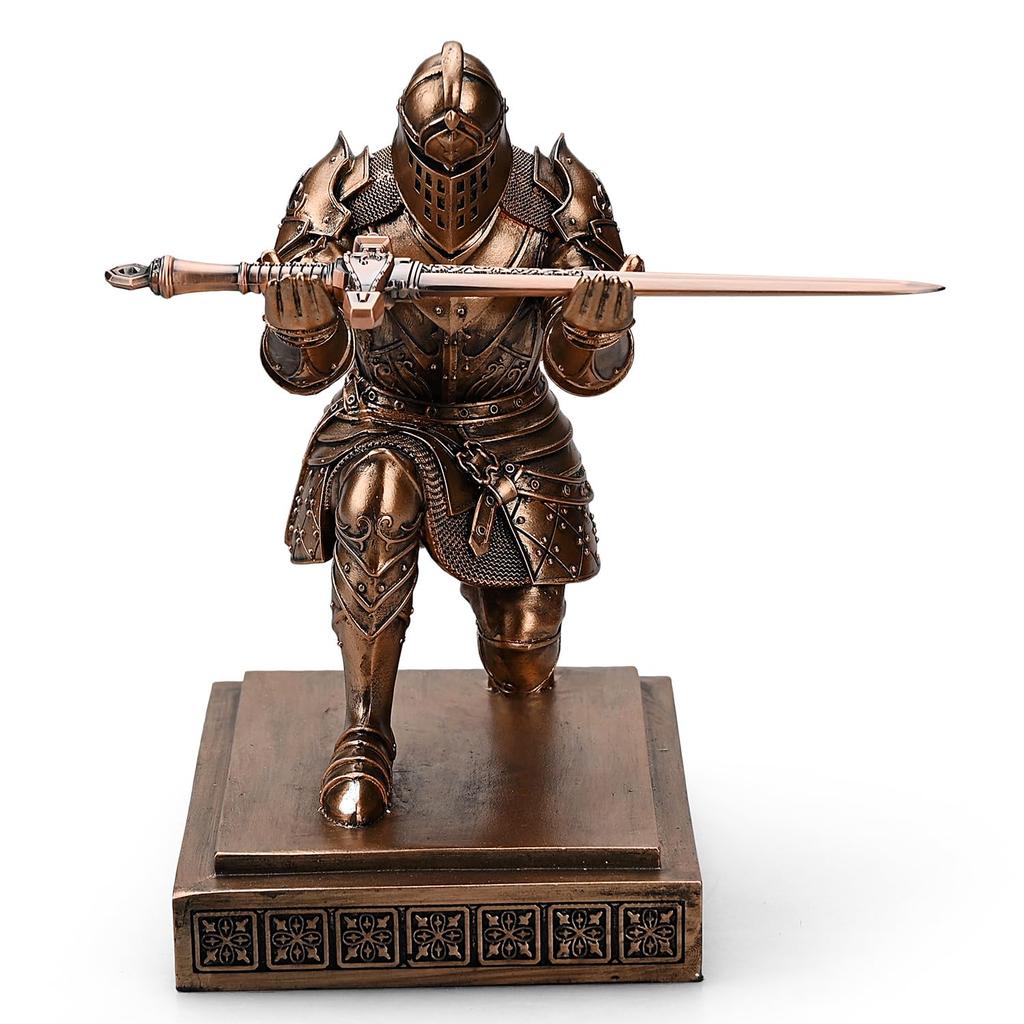 HDMbigmi Kingsguard Knight Pen Holder Pen Stand Desk Organizer and Accessories Resin Pencil Holder Gift with Metal Sword Letter Opener for Office or
