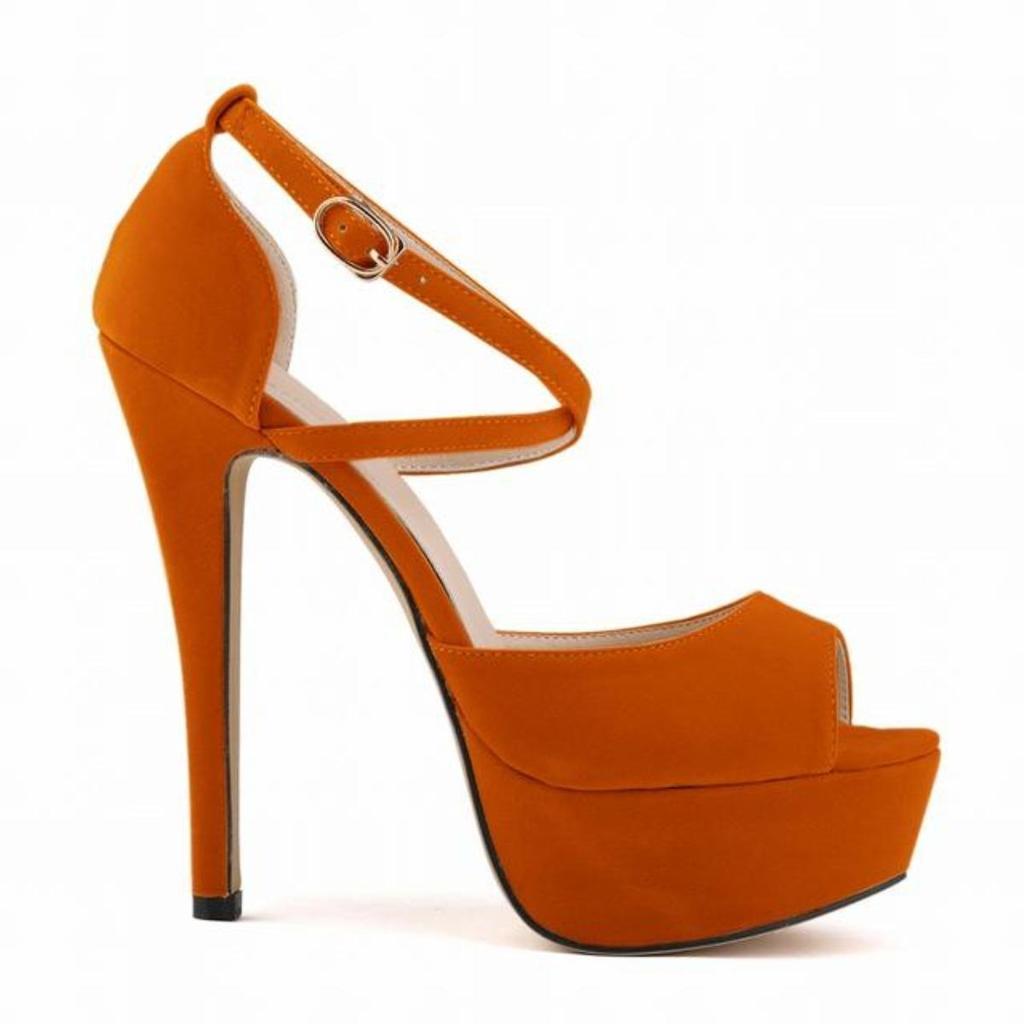 Новые модные женские туфли-лодочки, сексуальные туфли с открытым носком 14 см, супер высокие каблуки, босоножки на платформе с ремешком на щиколотке, черные, красные, свадебные туфли