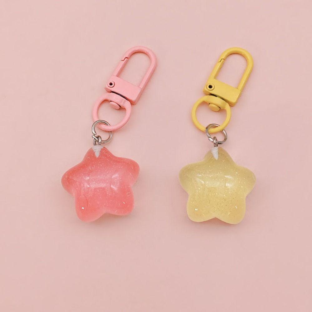 5pcs Resin Chubby Star Keychain noctilucent Backpack Pendant Friendship Stars Keychain Girls Gifts