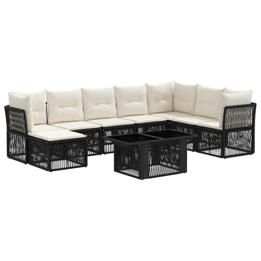 Garden Sofa Set 9 Pieces Black Poly Rattan