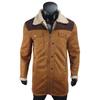 Men Jacket Large Plush Lapel Long Sleeve Vintage Suede Jacket with Pockets Zipper Up Mid-length Motorcycle Coat