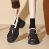 Augustus Den Fleece Loafers Women's 2025 New Winter Black Furry Small Leather Shoes Retro One-pedal Single Shoes