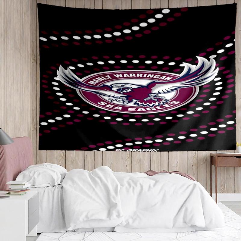 Manly Sea Eagles Crest Tapestry Accessories Playroom Tapestry, for Bedroom,Livingroom, dormitory Room Wall Decor Fan Birthday Gifts