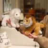 Realistic Animal Plush Toy Mixed Wildlife Styles with Short Pile Texture for Bookshelf Entryway and Office Desk Display