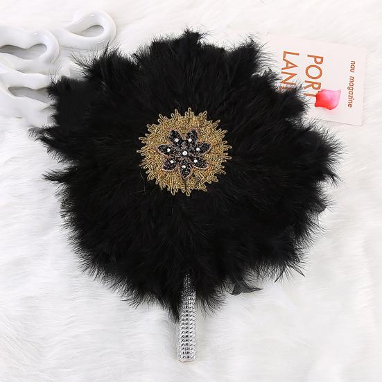 Подружка невесты с веером, большое круглое перо, односторонний реквизит для фотосессии со стразами, африканская невеста, ручная веер, свадебные принадлежности