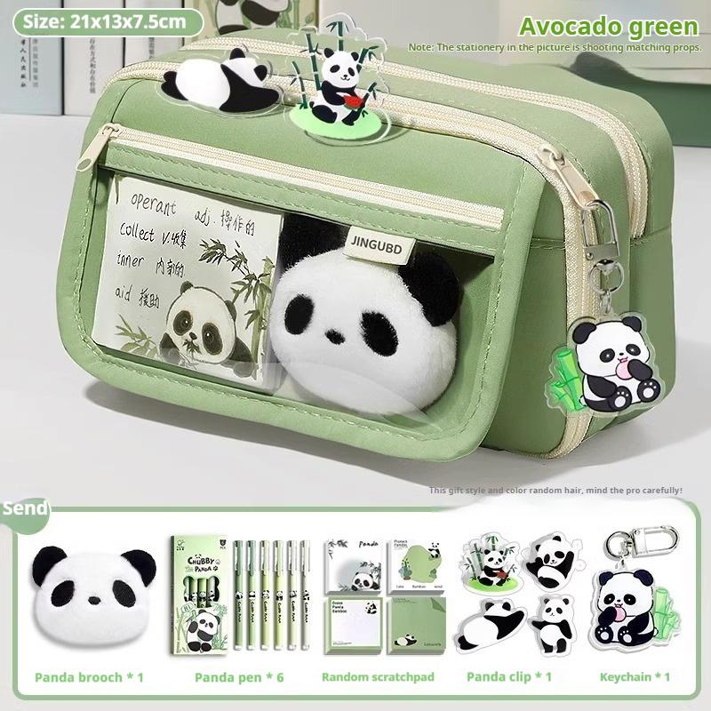 Пенал с пандой, большой вместимости, высокая эстетическая ценность, набор принадлежностей для студенток, сумка для канцелярских товаров для средней школы