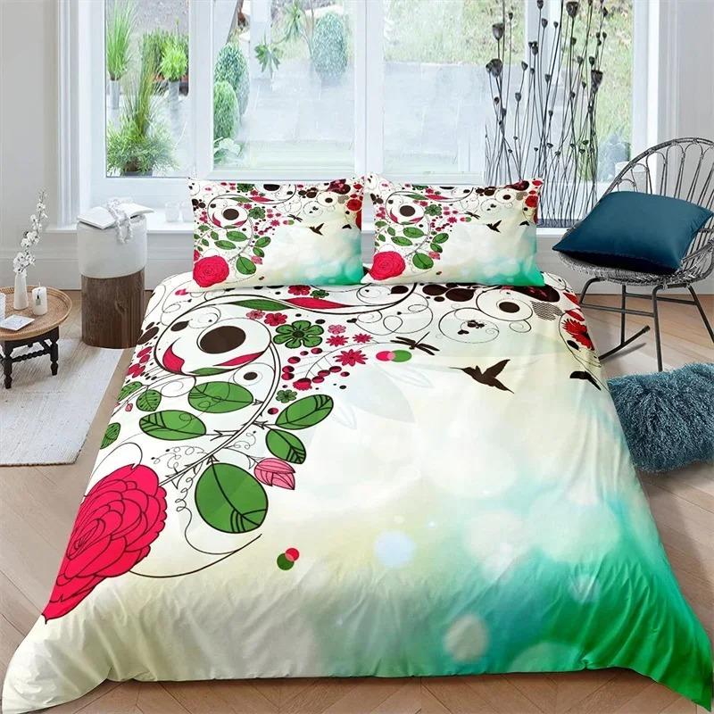 Комплект постельного белья Rustic Flower White из микрофибры с изображением листьев деревьев и цветов, комплект пододеяльников с 3D-принтом и наволочками, декор комнаты